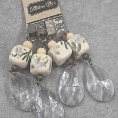 PESAS DE MANTEL CERÁMICA CUADRADA VERDE/VISON