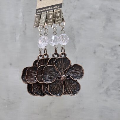 PESAS PARA MANTEL FLOR CLOE METAL COBRE  X 4 UNIDADES