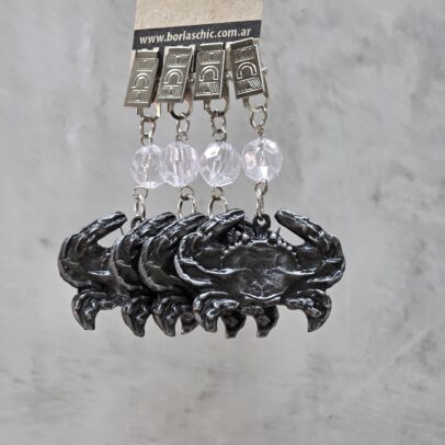 PESAS PARA MANTEL CANGREJO METAL PLATA X 4 UNIDADES