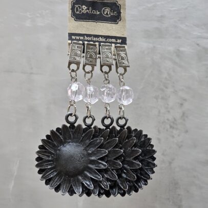 PESAS PARA MANTEL GIRASOL METAL PLATA X 4 UNIDADES