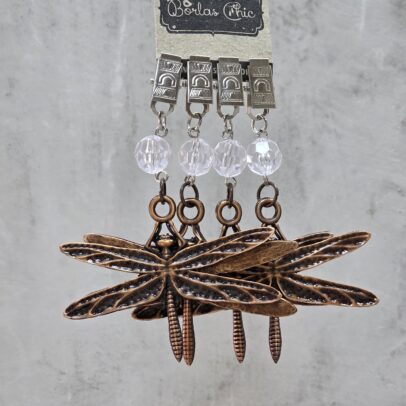 PESAS PARA MANTEL LIBELULA METAL PLATA X 4 UNIDADES