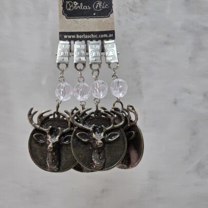PESAS PARA MANTEL CIERVO METAL BRONCE X 4 UNIDADES