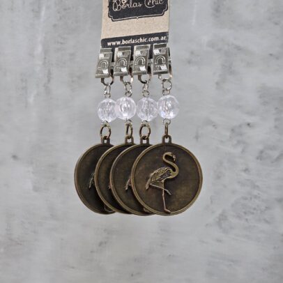 PESAS PARA MANTEL FLAMENCO METAL BRONCE X 4 UNIDADES