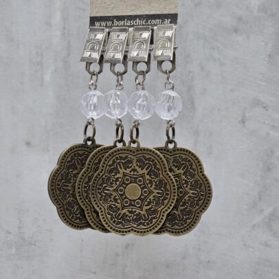 PACK X 4 PESAS DE MANTEL  MANDALA METAL BRONCE
