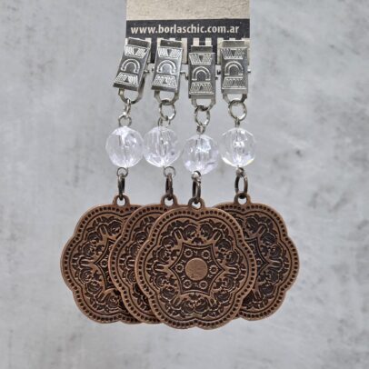 PACK X 4 PESAS DE MANTEL  MANDALA METAL COBRE