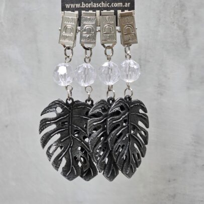 PACK X 4 PESAS DE MANTEL  MONSTERA METAL PLATA