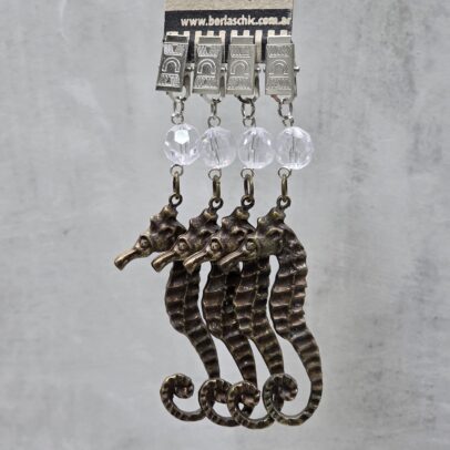 PACK X 4 PESAS DE MANTEL HIPOCAMPO METAL BRONCE