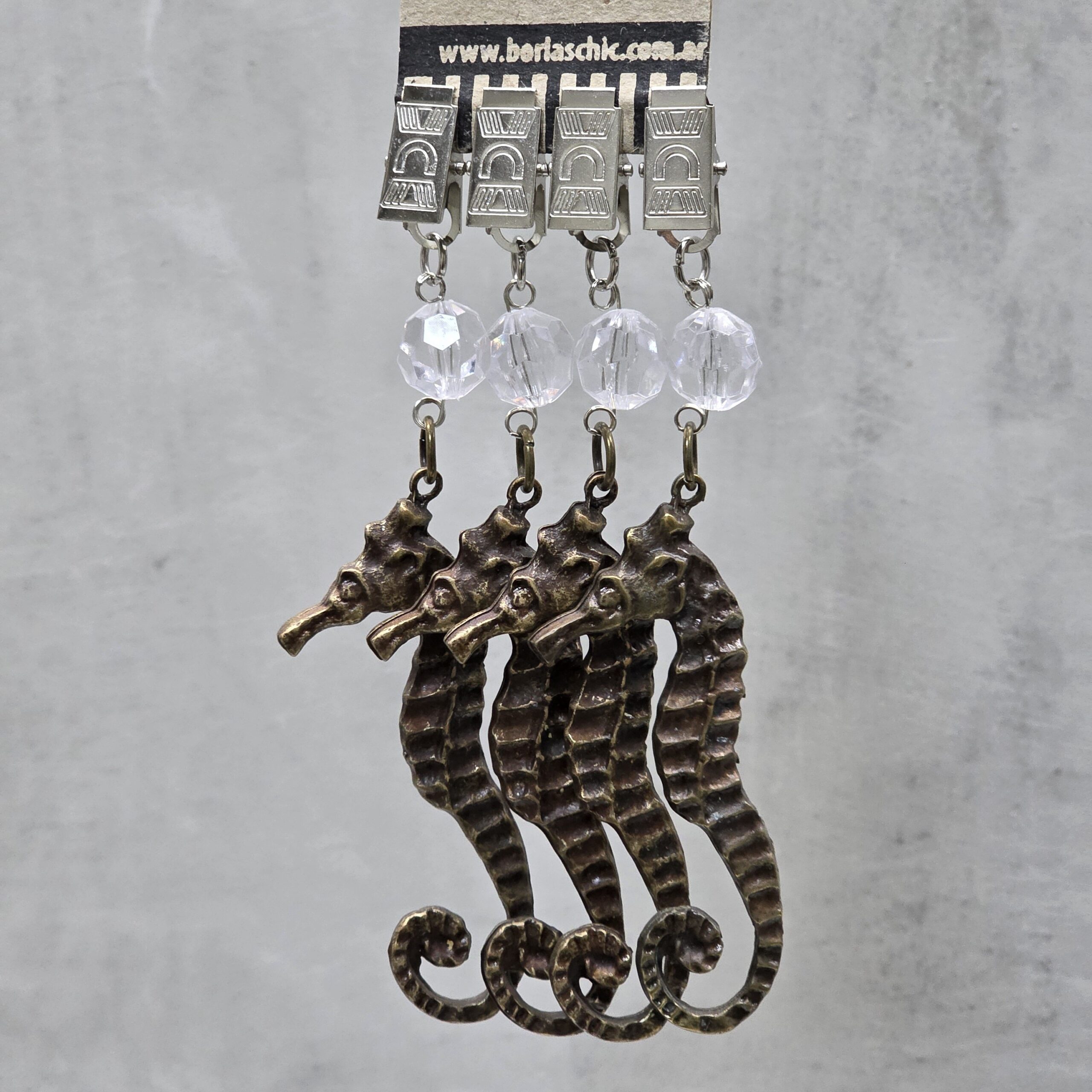 PACK X 4 PESAS DE MANTEL HIPOCAMPO METAL BRONCE