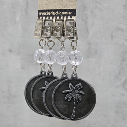 PACK X 4 PESAS DE MANTEL PALM METAL PLATA