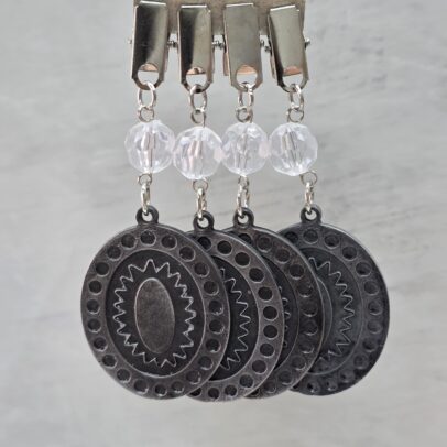 PACK X 4 PESAS MANTEL TRIBAL OVAL METAL PLATA