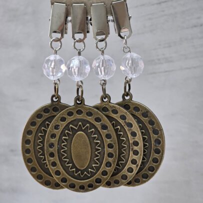 PACK X 4 PESAS MANTEL TRIBAL OVAL METAL BRONCE