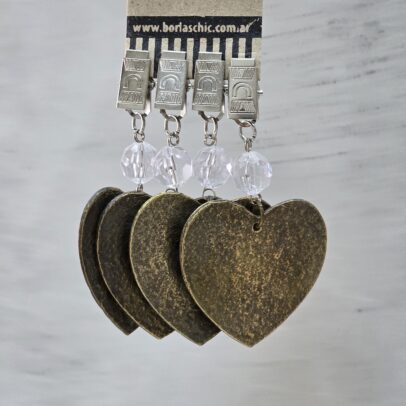 PACK X 4 PESAS MANTEL CORAZIN METAL BRONCE