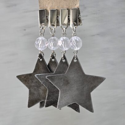 PACK X 4 PESAS MANTEL ESTRELLA METAL PLATA