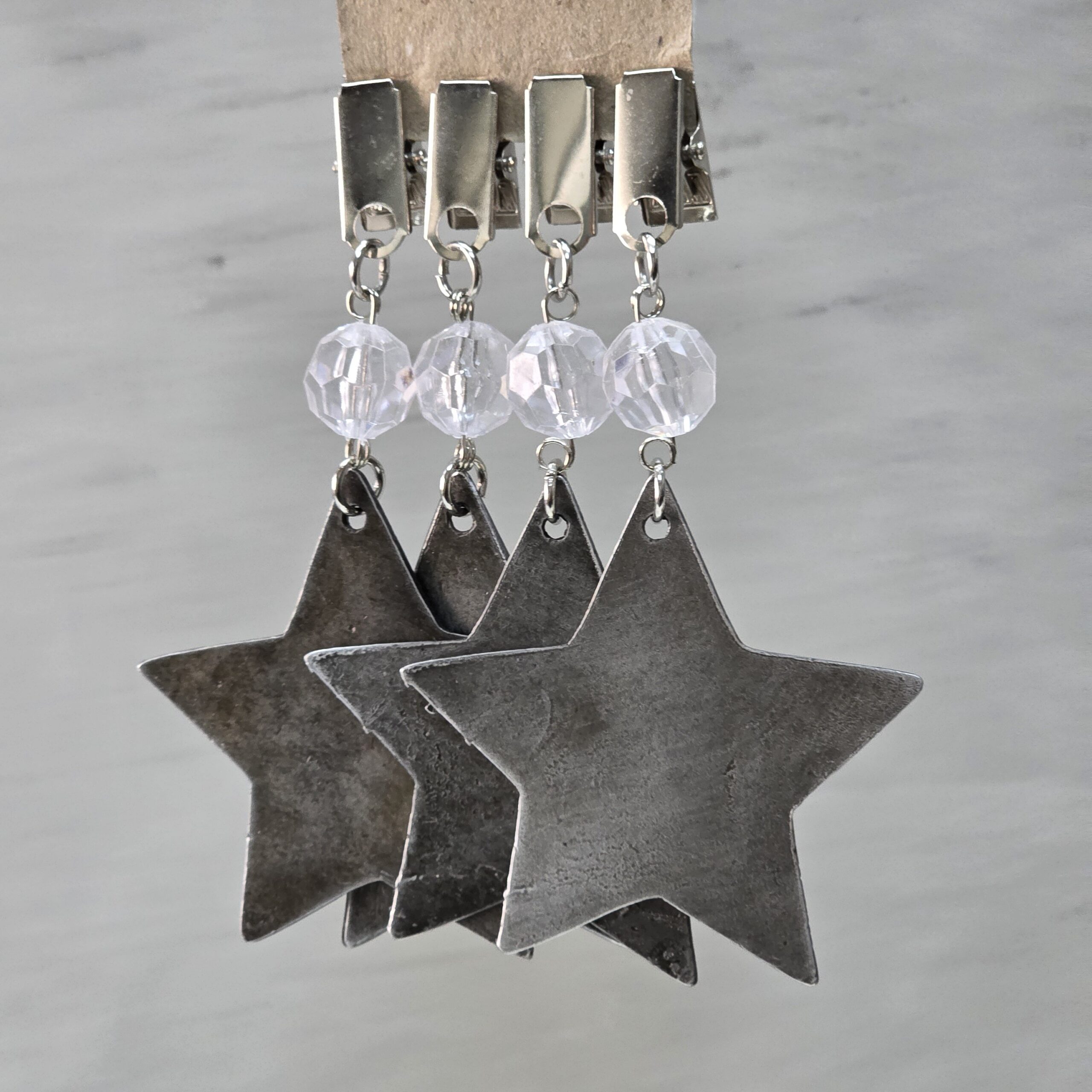 PACK X 4 PESAS MANTEL ESTRELLA METAL PLATA