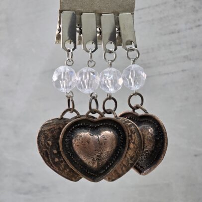 PACK X 4 PESAS MANTEL CORAZON  METAL COBRE