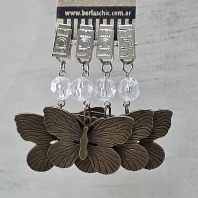 PACK X 4 PESAS MANTEL MARIPOSA METAL BRONCE