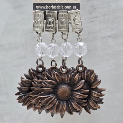 PACK X 4 PESAS MANTEL GIRASOL METAL COBRE