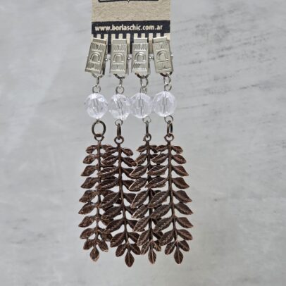 PACK X 4 PESAS MANTEL HOJA HELECHO METAL COBRE