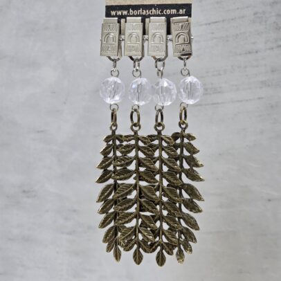 PACK X 4 PESAS MANTEL HOJA HELECHO METAL BRONCE