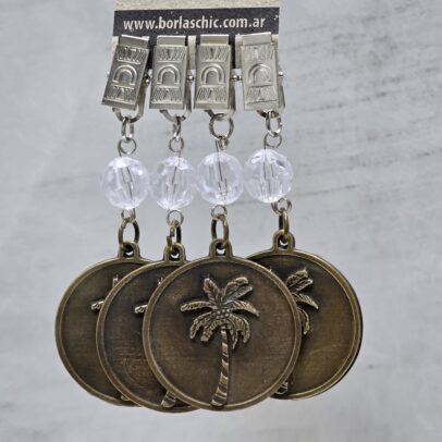 PACK X 4 PESAS MANTEL PALM METAL BRONCE