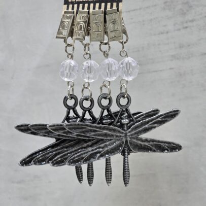 PACK X 4 PESAS MANTEL LIBELULA METAL PLATA