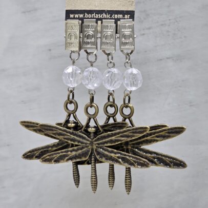 PACK X 4 PESAS MANTEL LIBELULA METAL BRONCE