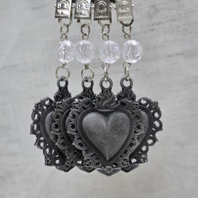 PACK X 4 PESAS MANTEL CORAZON MEXICANO METAL PLATA