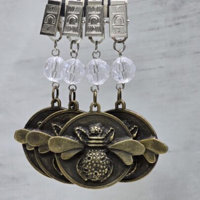 PACK X 4 PESAS MANTEL ABEJA METAL BRONCE