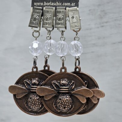 PACK X 4 PESAS MANTEL ABEJA METAL COBRE