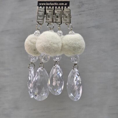 PACK X 4 PESAS DE MANTEL POMPOM NATURAL