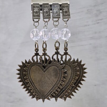 PACK X 4 PESAS MANTEL CORAZON MILAGROSO METAL BRONCE