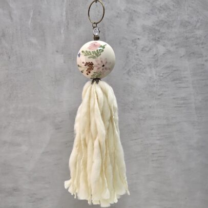 BORLA MEDALLON CERAMICA PINTADO FLOR LUPE / LANA FLAMA