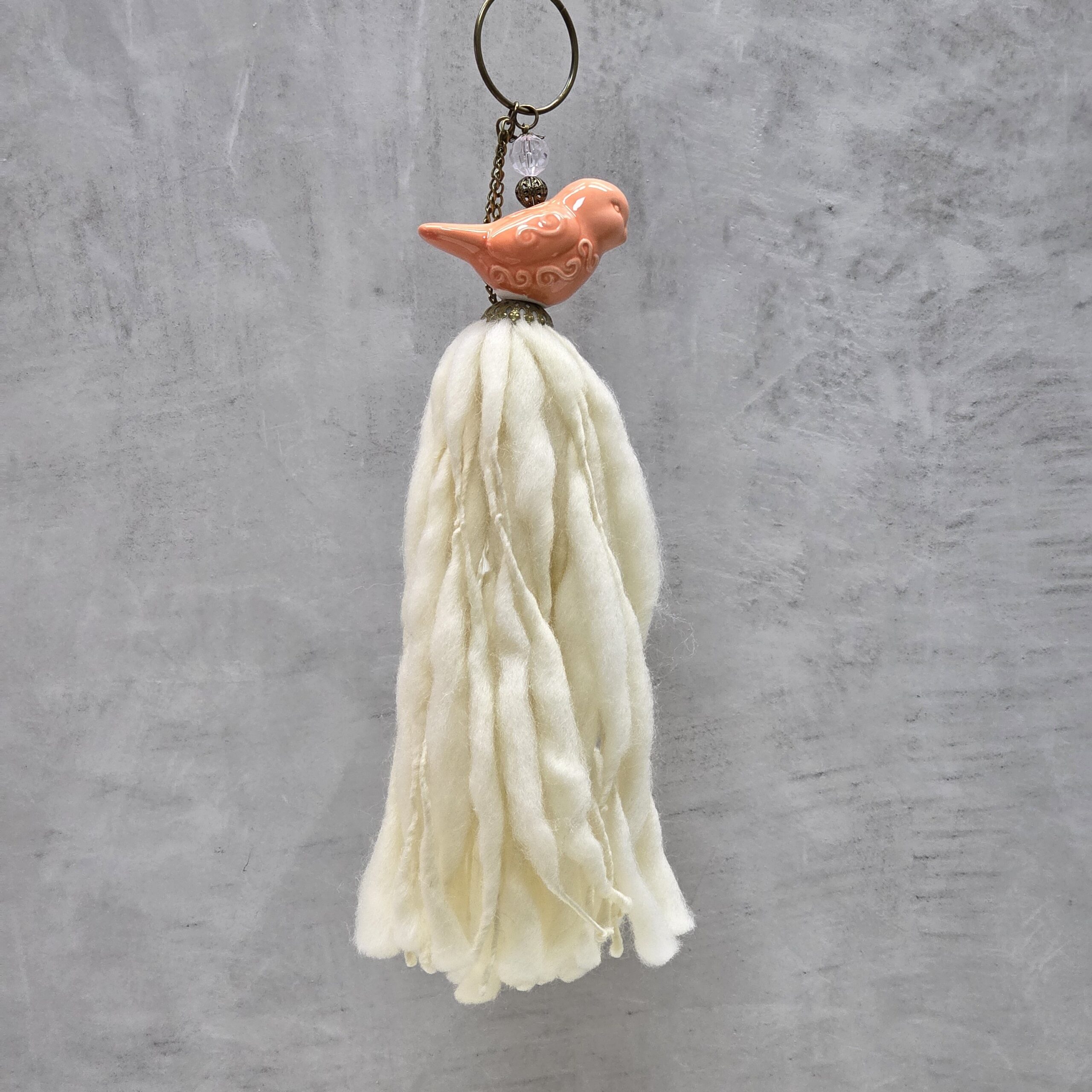 BORLA PAJARITO SALMON /LANA FLAMA NATURAL