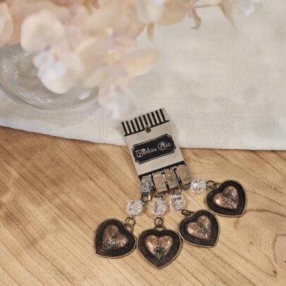 PESAS DE MANTEL CORAZÓN COBRE X 4 UNIDADES