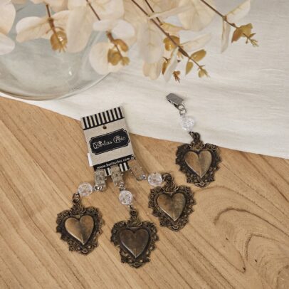 PACK X 4 PESAS MANTEL CIRAZON MEXICANO METAL COBRE
