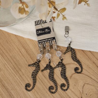 PESAS DE MANTEL HIPOCAMPO BRONCE X 4 UNIDADES