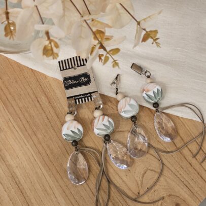 PESAS DE MANTEL CERÁMICA REDONDA NAT/VERDE SALMON X 4 UNIDADES