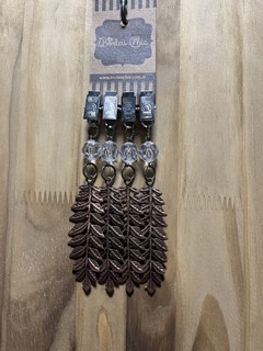 PESAS DE METAL HOJA HELECHO COBRE X 4 UNIDADES