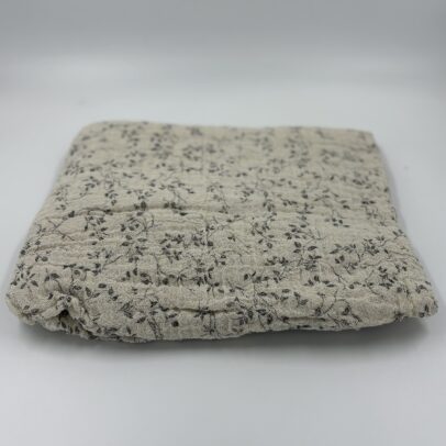 Manta gasa estampada Hojas negras 2,20x1,20 aprox