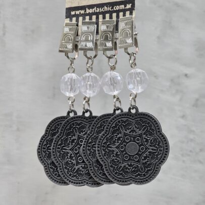 PACK X 4 PESAS DE MANTEL  MANDALA METAL PLATA
