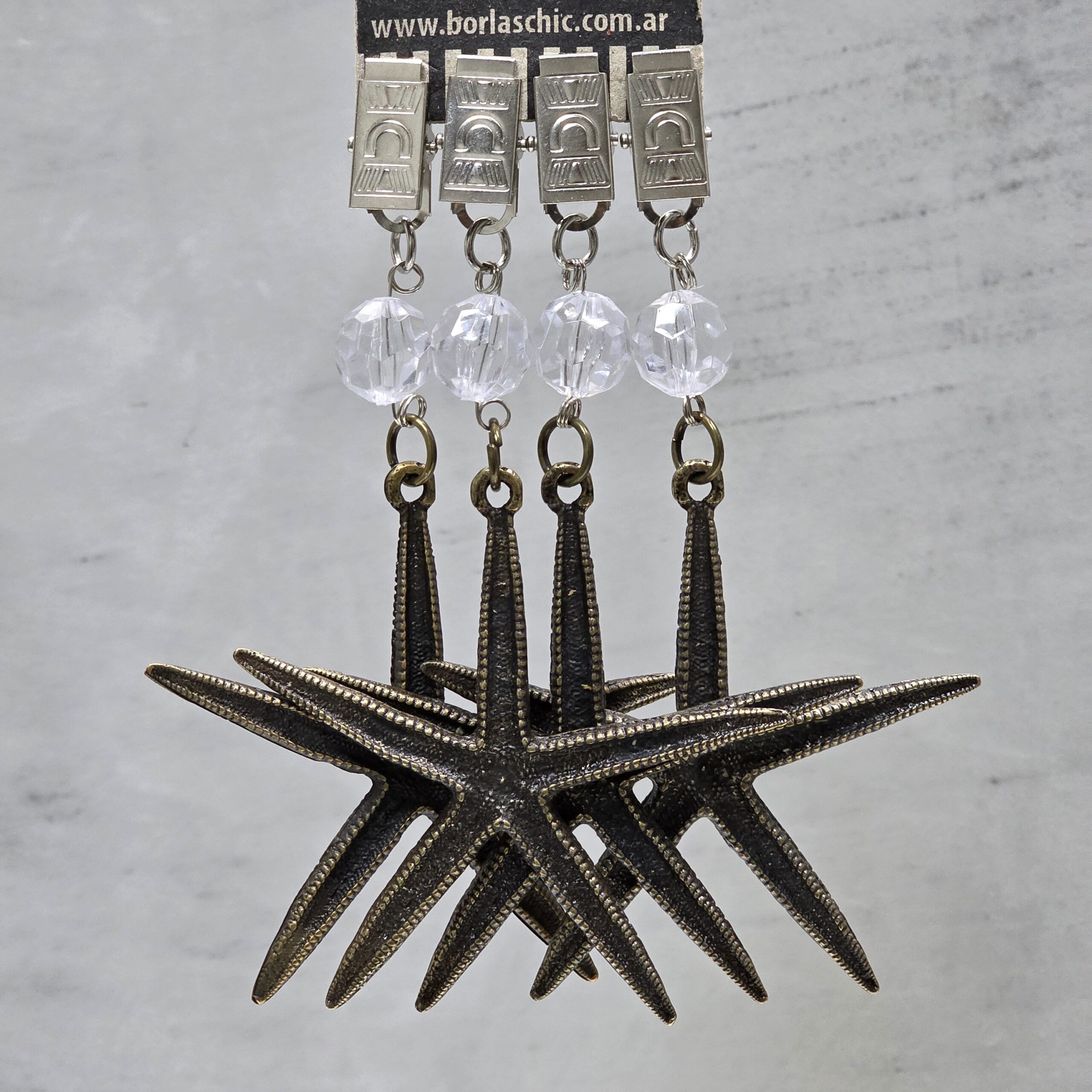 PACK X 4 PESAS MANTEL ESTRELLA DE MAR METAL BRONCE