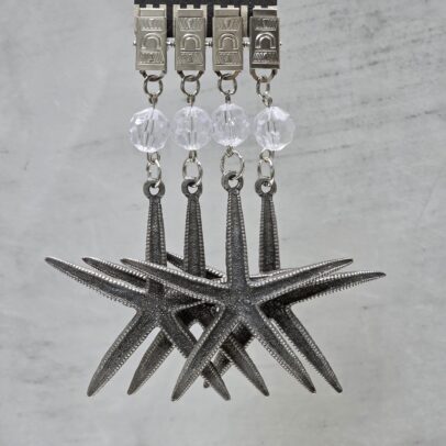 PACK X 4 PESAS MANTEL ESTRELLA DE MAR METAL PLATA