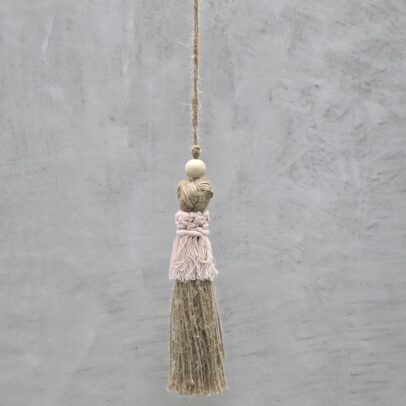 Puertero Macrame Algodon / yute rosa bebe