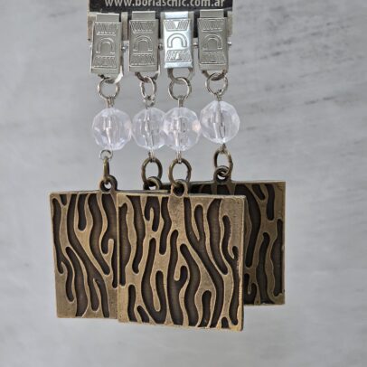 PACK X 4 PESAS MANTEL ANIMAL PRINT METAL BRONCE
