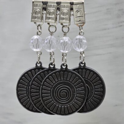 PACK X 4 PESAS MANTEL MEDALLON ESPIRAL METAL PLATA