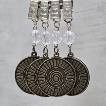 PACK X 4 PESAS MANTEL MEDALLON ESPIRAL METAL BRONCE