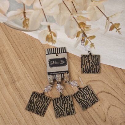 PESAS DE METAL CUADRADA ANIMAL PRINT BRONCE X 4 UNIDADES
