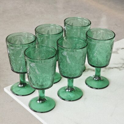 COPA DE VIDRIO LABRADA VERDE X 6 UNIDADES