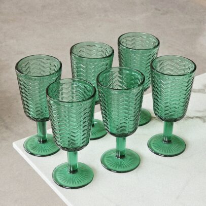 COPA DE VIDRIO LABRADA VERDE X 6 UNIDADES.