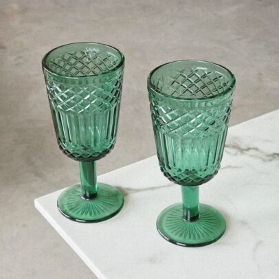 SET X 6 COPAS LABRADAS VERDES X 300ML